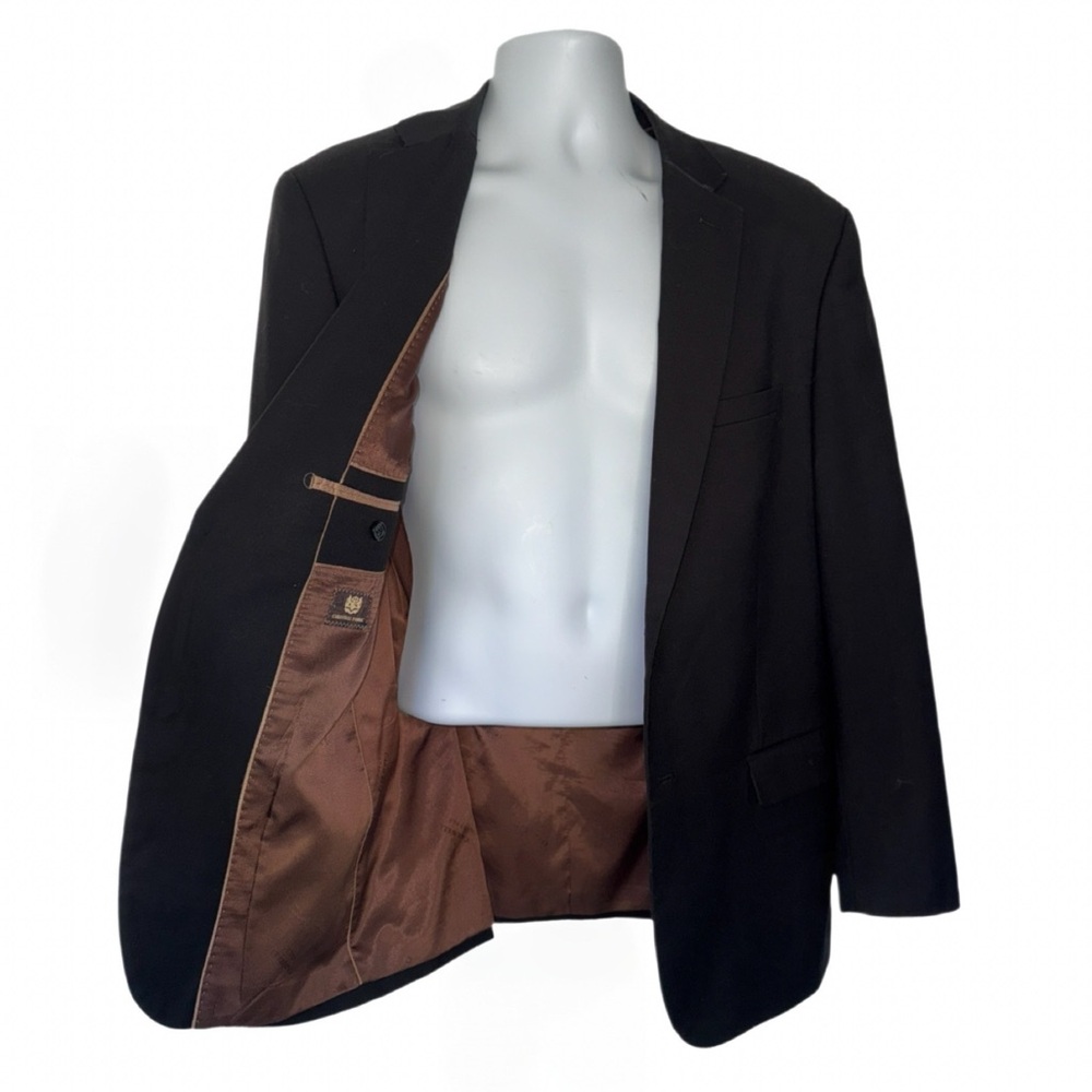 Caravelli Italy Black Oxford 2-Button Blazer Jacket Men’s 42R Superior 150’s